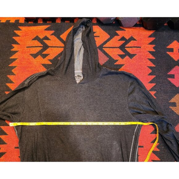 Men's Lightweight Hooded Long Sleeve Shirt XL Black Heathered Cotton/Polyester - Picture 5 of 14